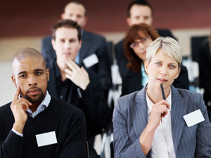 Executives listening to a presentation