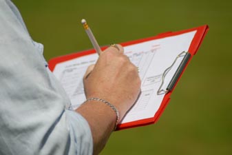 Woman with clipboard