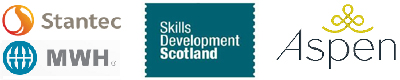 Stantec, Skills Development Scotland, and Aspen logos